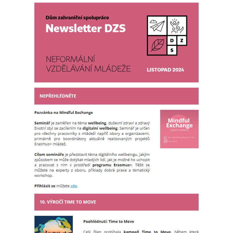 Newsletter DZS Neformální vzdělávání mládeže – listopad 2024 __