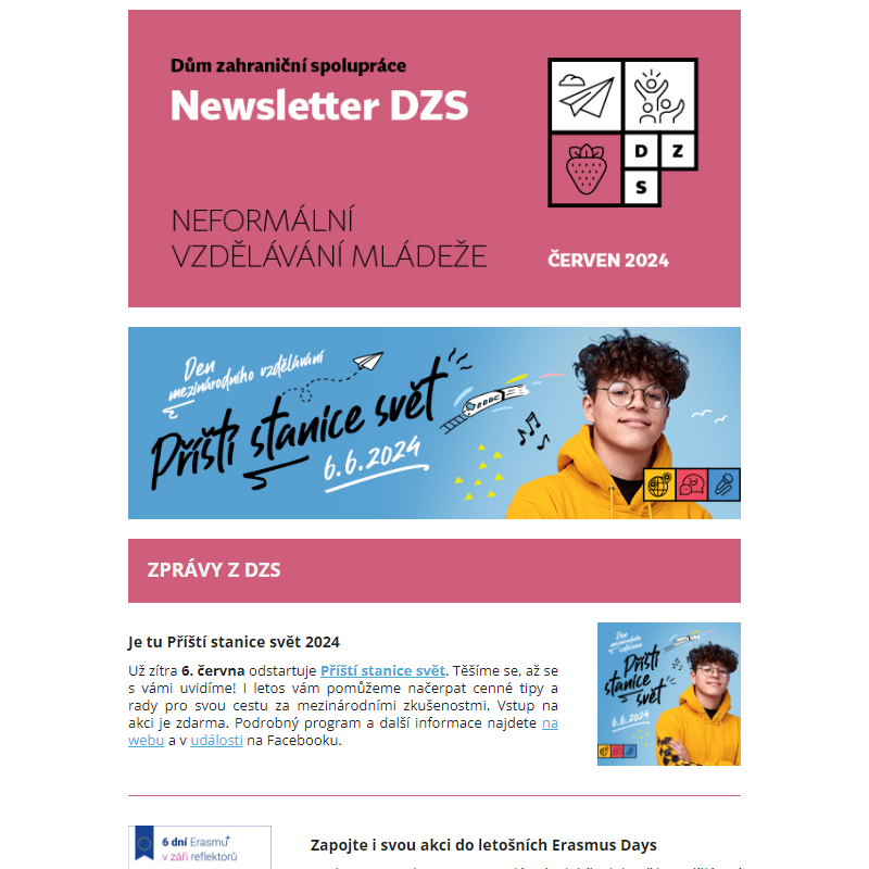 Newsletter DZS Neformální vzdělávání mládeže - červen 2024 _