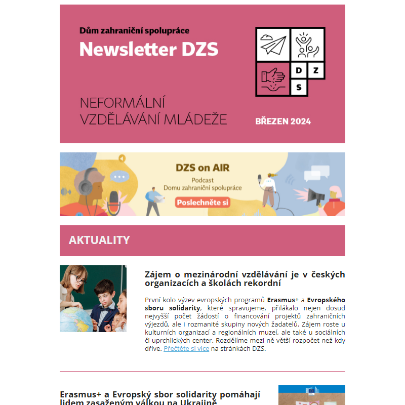 Newsletter DZS Neformální vzdělávání mládeže - březen 2024