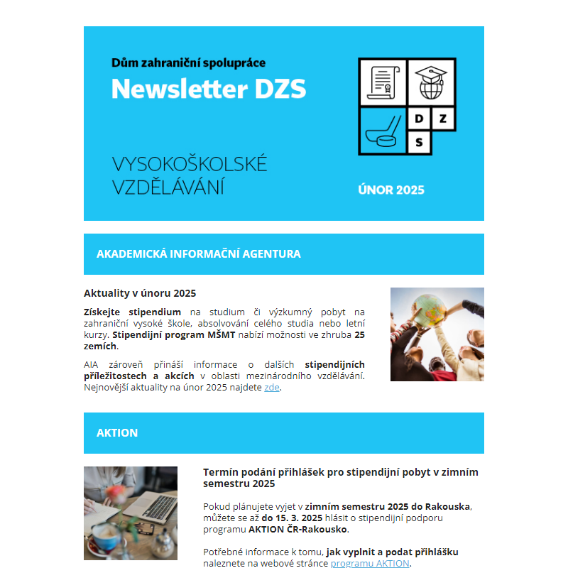 DZS Newsletter Vysokoškolské vzdělávání – únor 2025 _