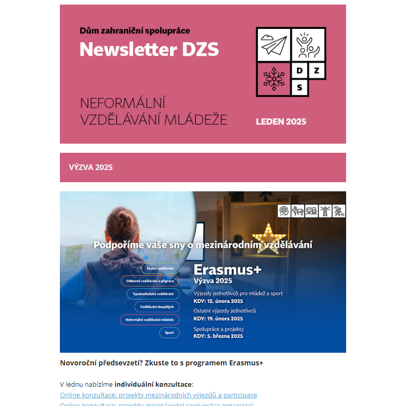 Newsletter DZS Neformální vzdělávání mládeže – leden 2025 __