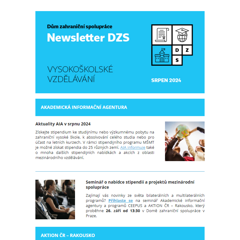 DZS Newsletter Vysokoškolské vzdělávání – srpen 2024 _