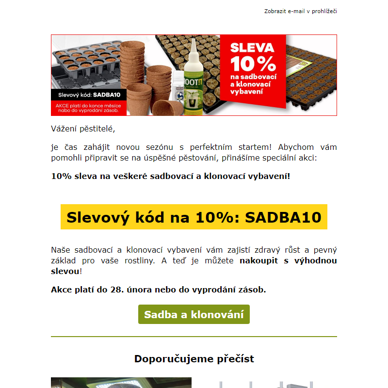 10% Sleva na sadbování a klonování