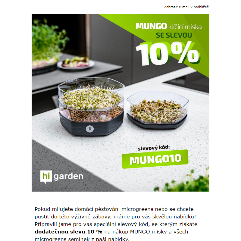 Speciální sleva na microgreens semínka a MUNGO misku – získejte -10 % navíc!