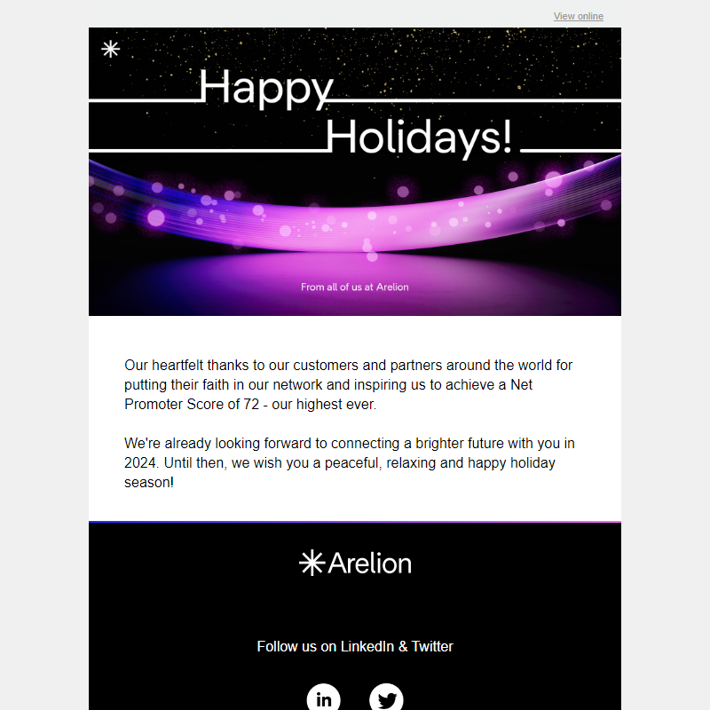 Happy Holidays from Arelion _
