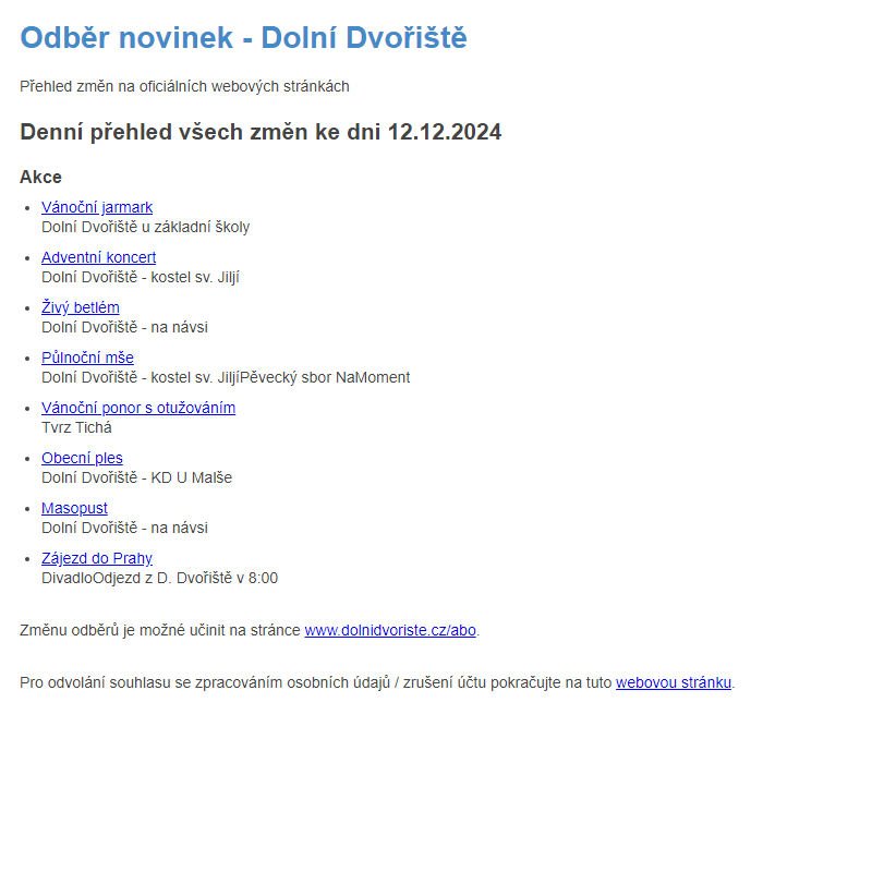 Odběr novinek ze dne 12.12.2024