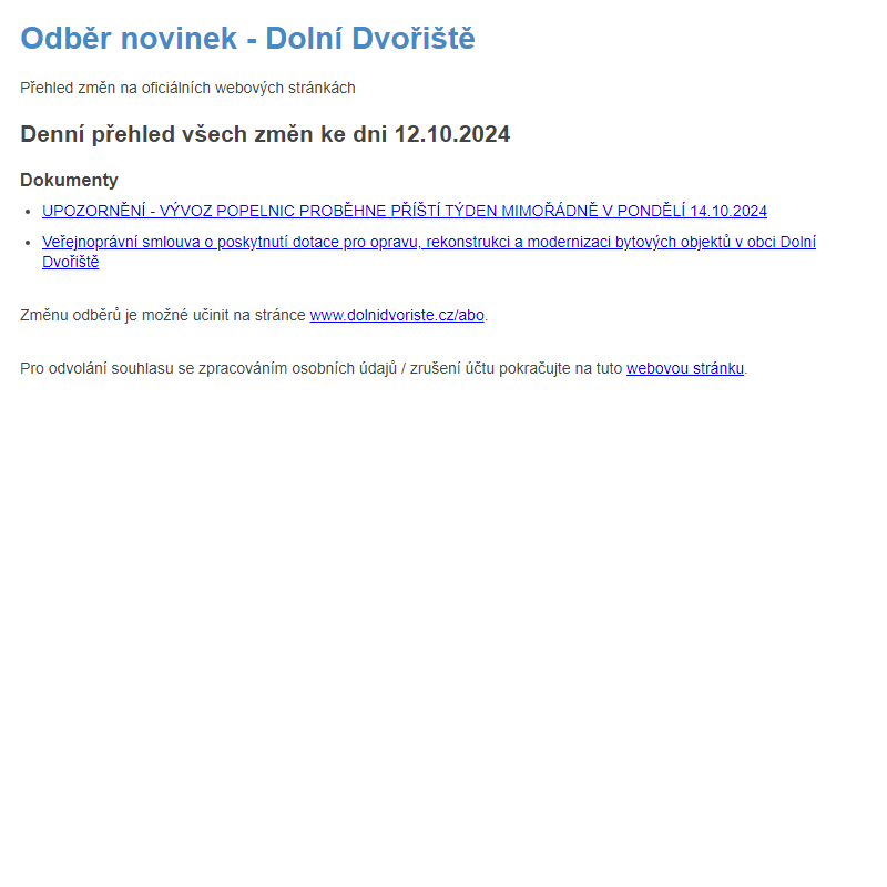 Odběr novinek ze dne 12.10.2024