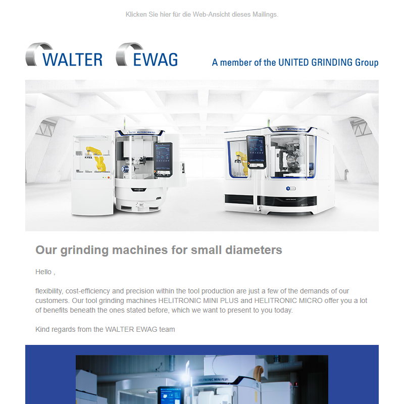 Our grinding machines for small diameters