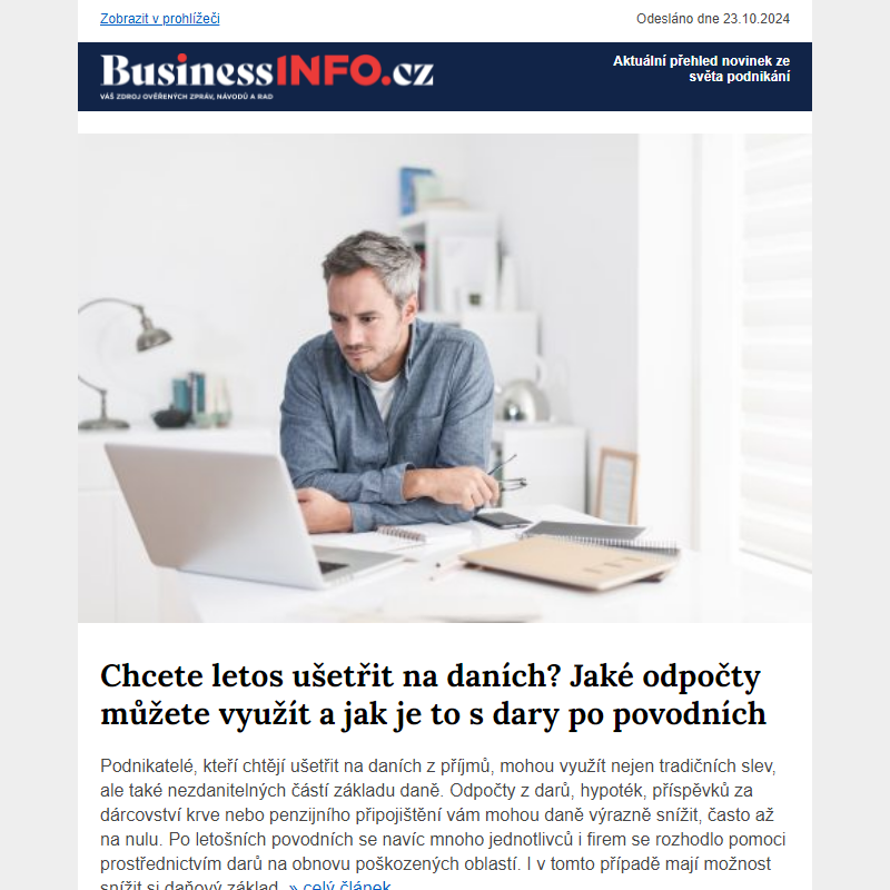 Chcete ušetřit na daních? Jaké odpočty můžete využít a jak je to s dary po povodních? - Ohlédnutí za letošním MSV - Běžecké hole z Jizerských hor