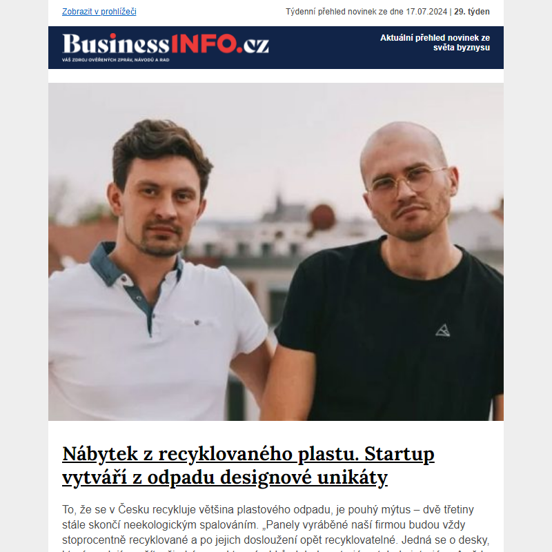 Daňové kontroly: Komu hrozí a jaké máte povinnosti a práva? - Startup vytváří designové unikáty z odpadu - Čechům zachutnalo luxusní cestování