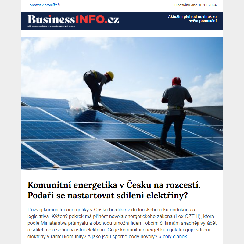 Komunitní energetika: Co přináší novela? - MSV zkusil ukázat budoucnost průmyslu - Podpora výzkumu a inovací ve firmách