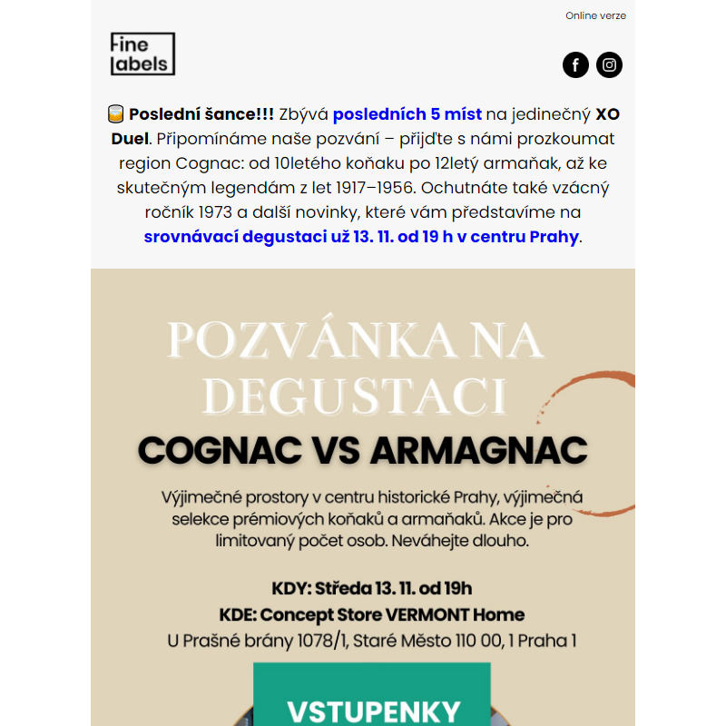 Last call / srovnávací degustace Cognac vs. Armagnac už 13. 11. od 19 hodin