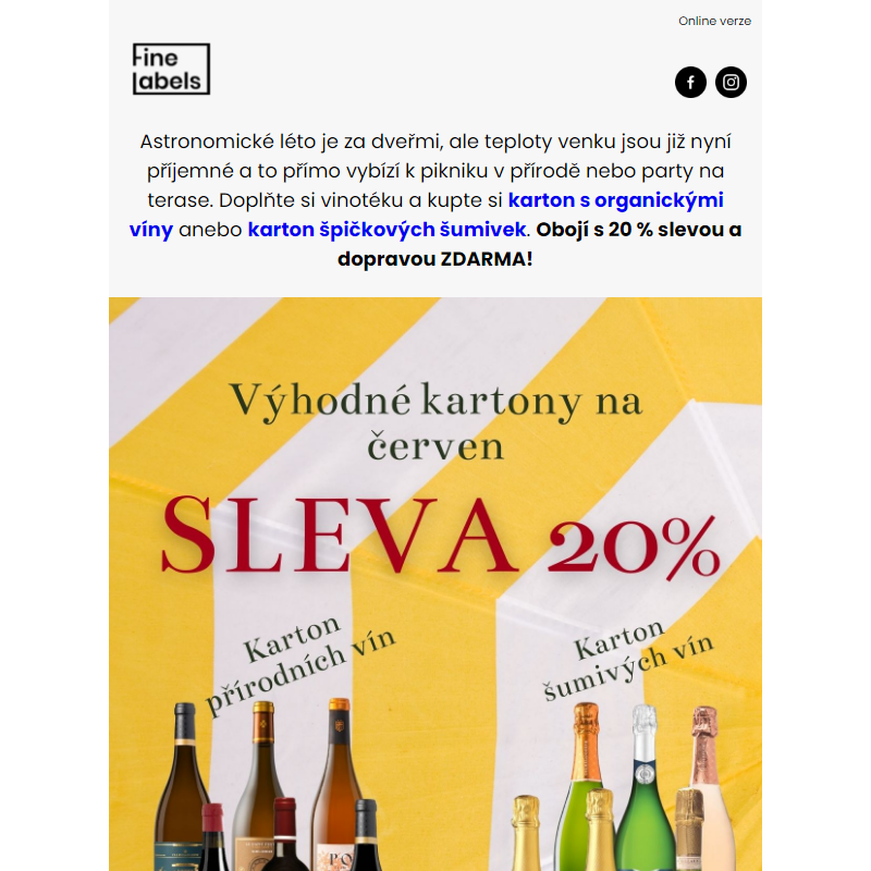 DOPRAVA ZDARMA na výhodné kartony „organická vína“ a „bublinky“