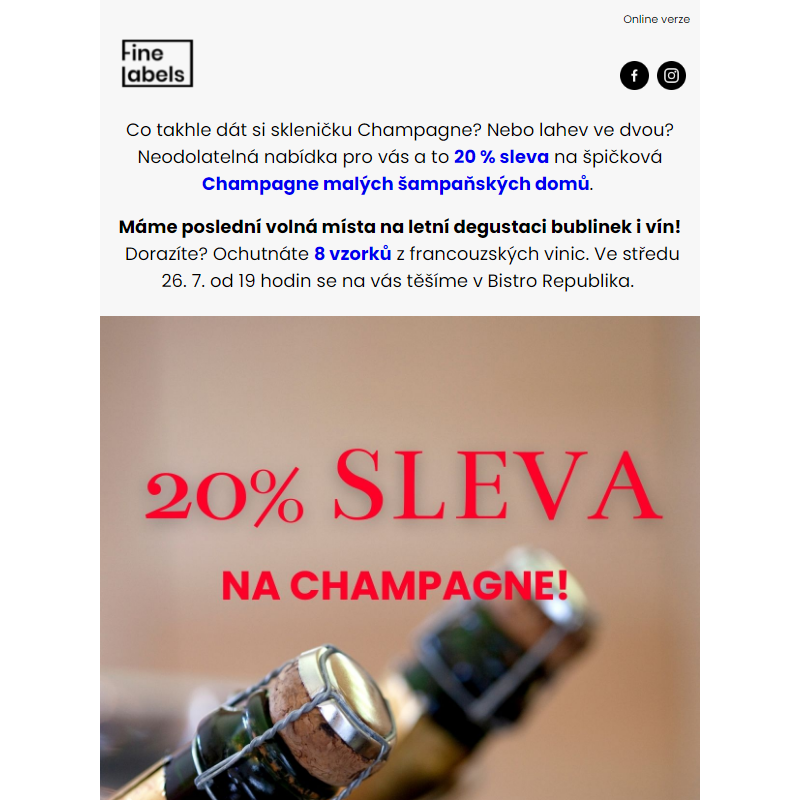 Neodolatelná nabídka - 20% sleva na všechny Champagne