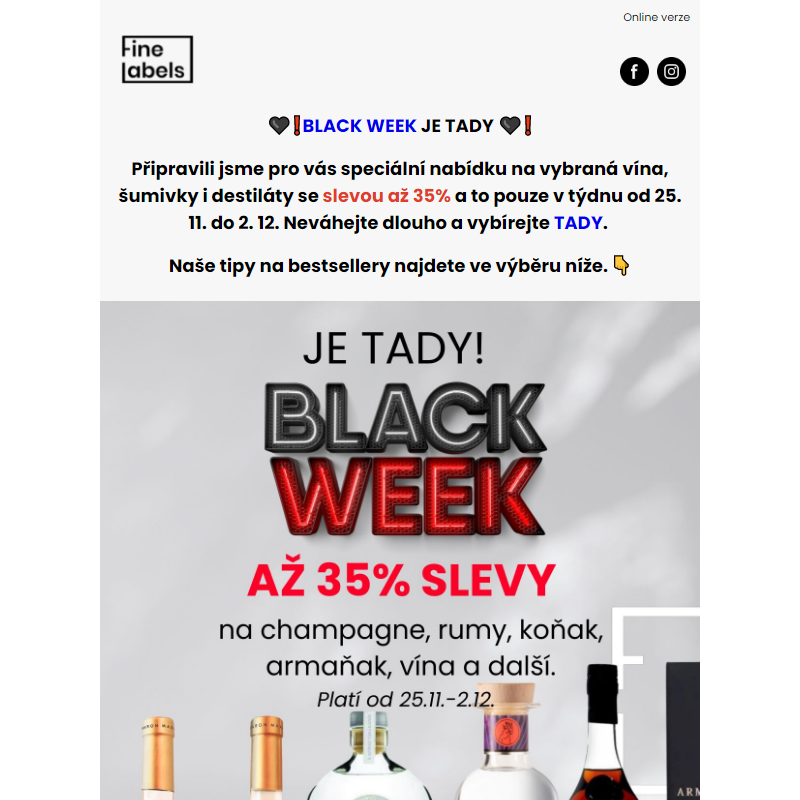 BLACK WEEK je tady! Slevy až 35% pouze od 25. 11. do 2. 12.