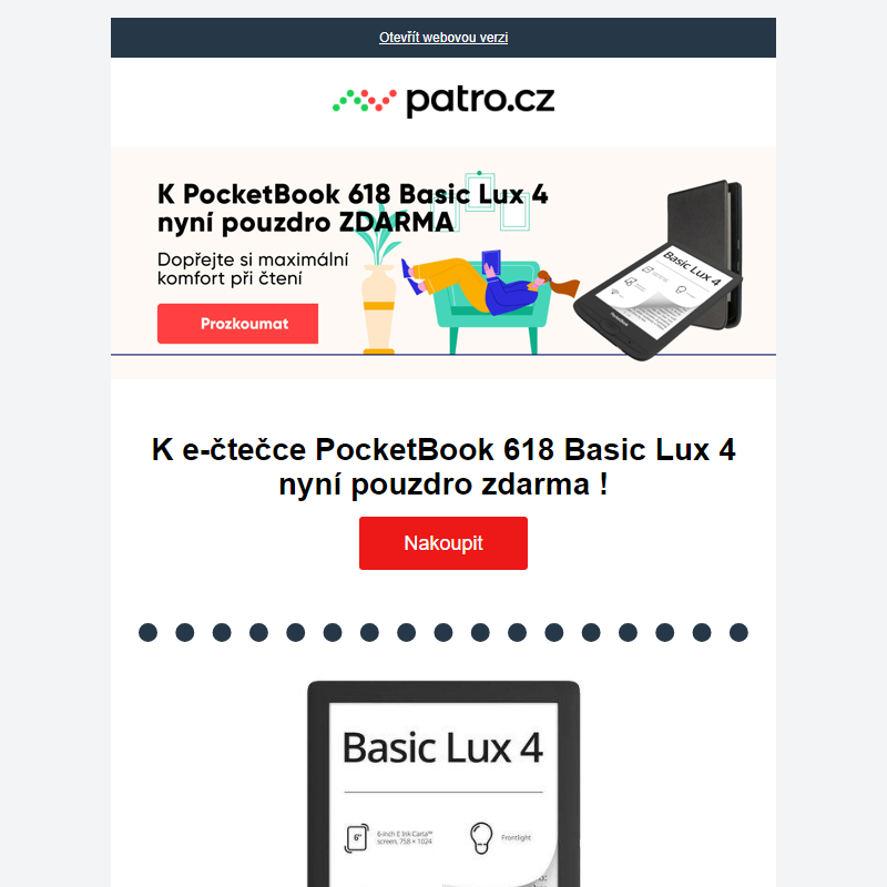 _ K e-čtečce PocketBook 618 Basic Lux 4 nyní pouzdro zdarma!