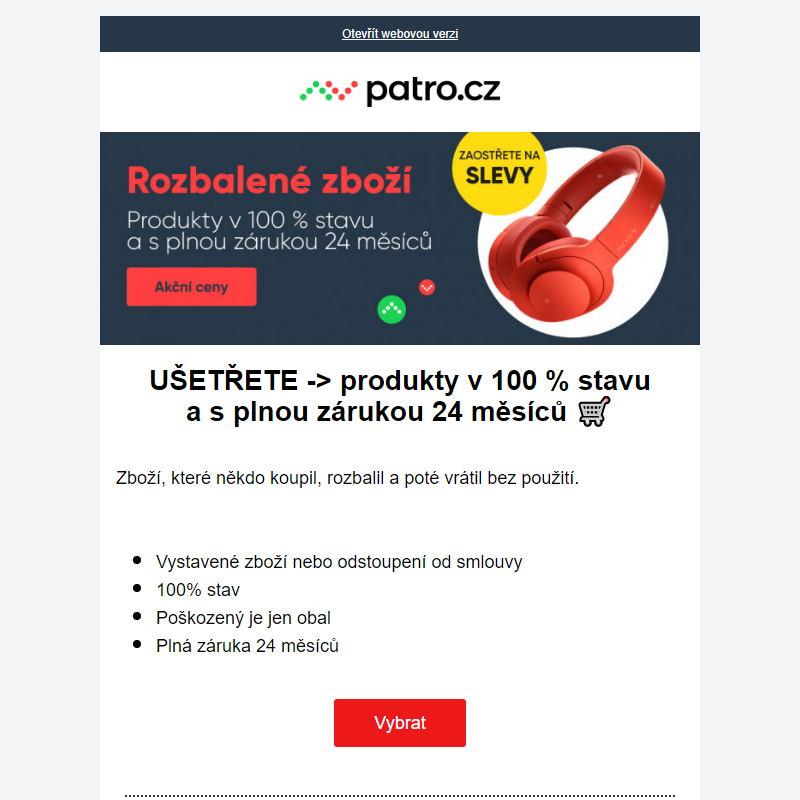 ROZBALENO -> produkty v 100 % stavu a s plnou zárukou 24 měsíců _