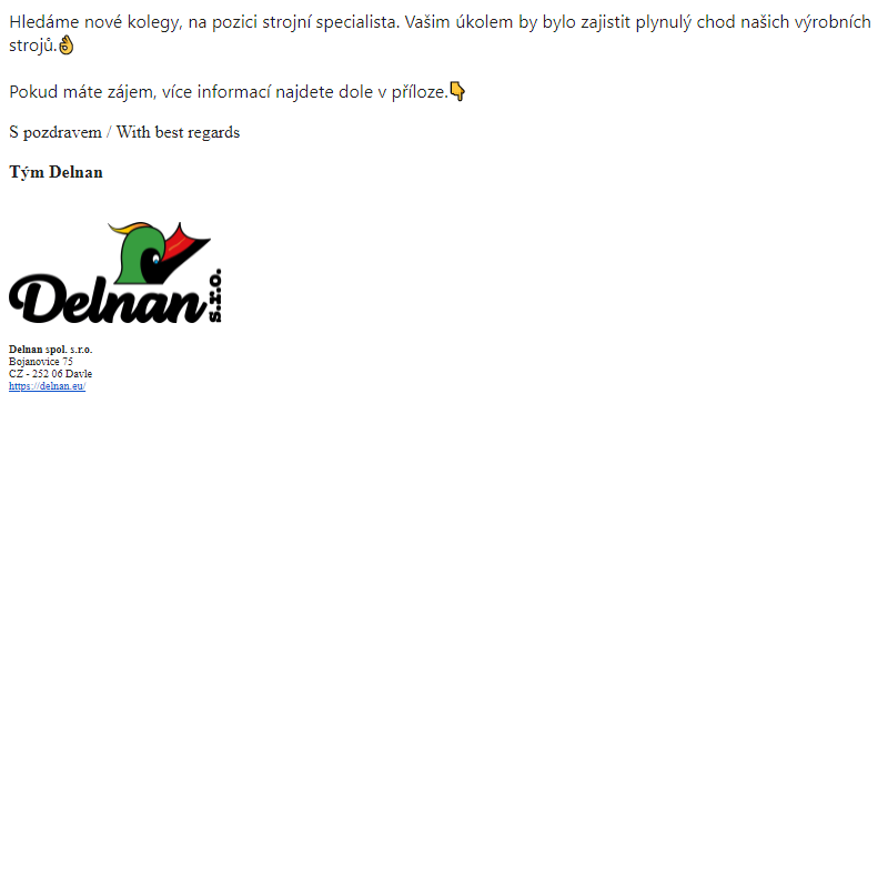 Přidej se k našemu týmu Delnan!