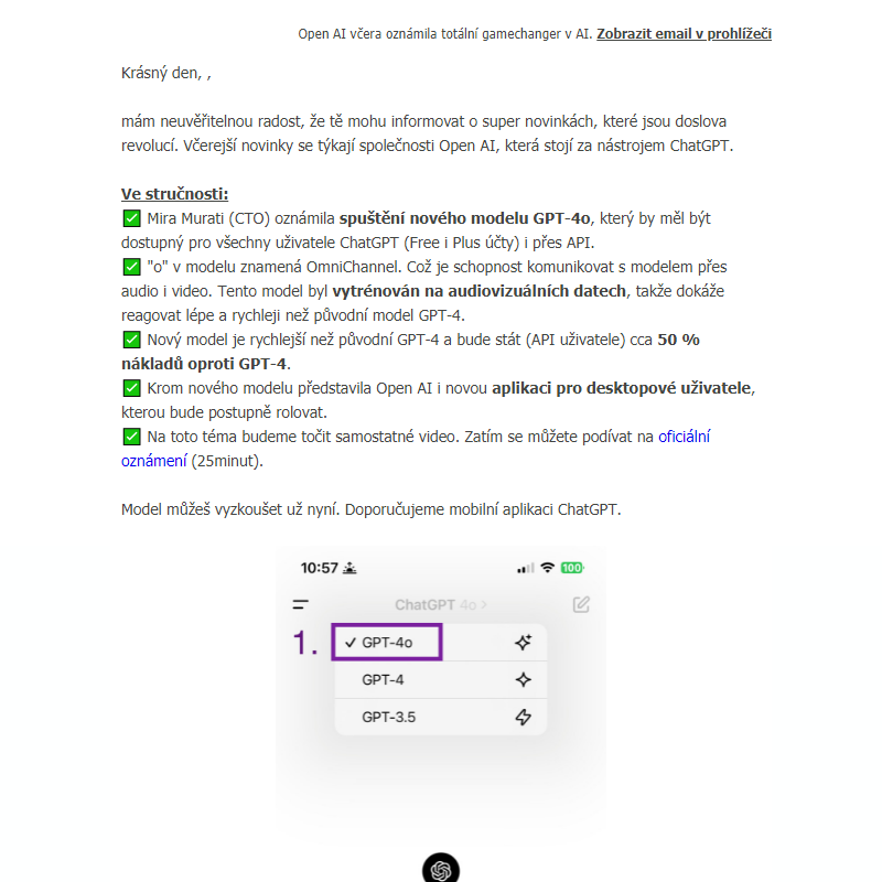 MEGA novinky v ChatGPT: GPT-4o ZDARMA pro všechny