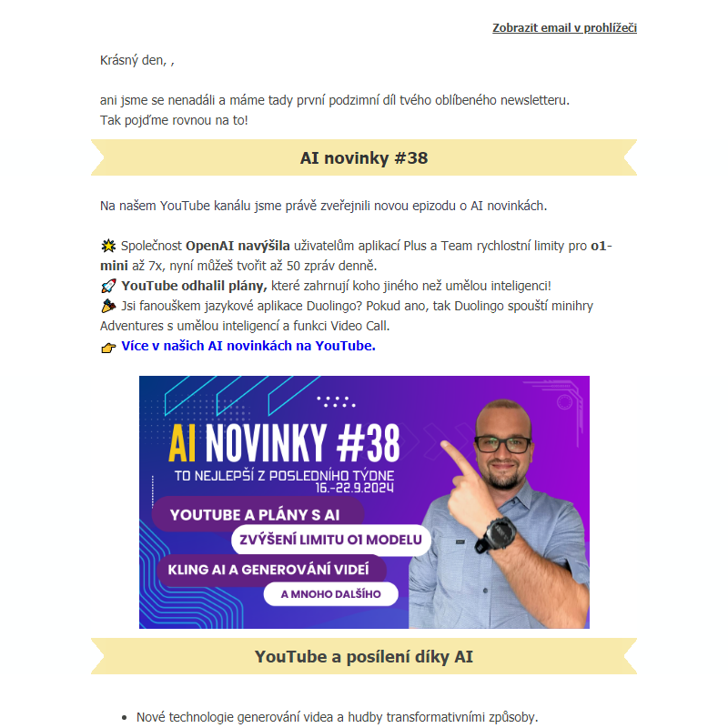 AI Novinky #38: Totální pecka od OpenAI a YouTube AI
