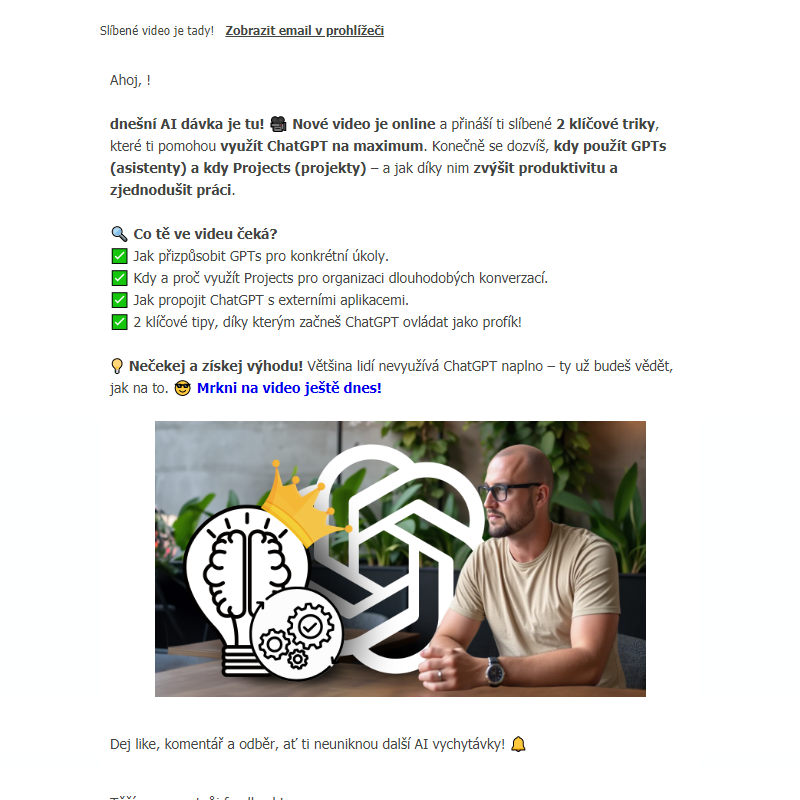 _  Video je online!  2 ChatGPT Triky: Kdy použít GPTs a kdy Projects?