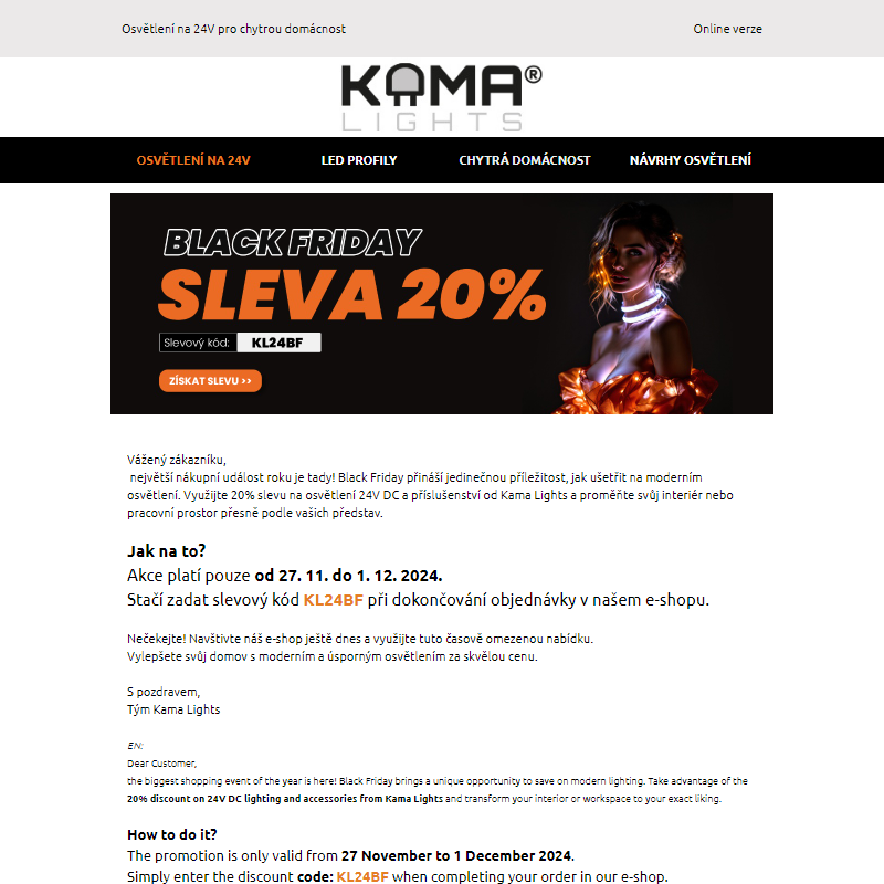 Sleva 20 % na osvětlení 24V DC | Black Friday _