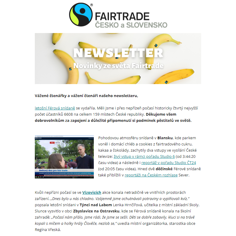 DÍKY všem organizátorům Férové snídaně a zveme vás k soutěžím na Instagramu “14 dní pro Fairtrade”