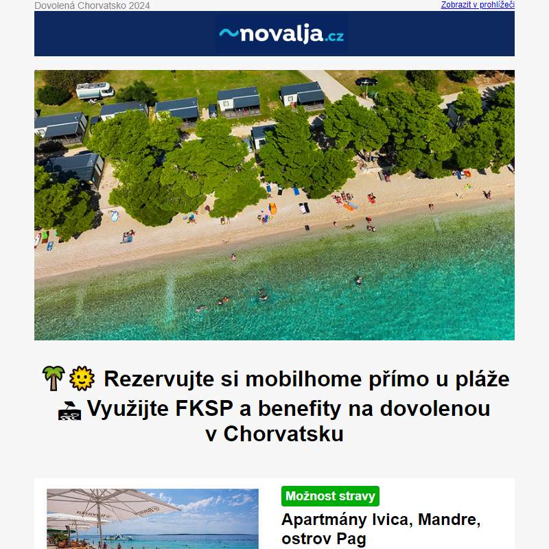__ Rezervujte si apartmán přímo u pláže _ Využijte FKSP a benefity na dovolenou v Chorvatsku
