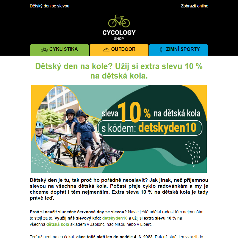 Dětský den na kole? Extra sleva 10 % na dětská kola je tu!