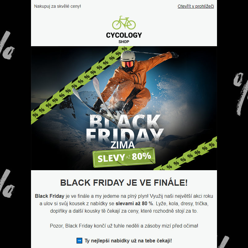 Black Friday vrcholí – brutální slevy až 80 % na Cycology! ____