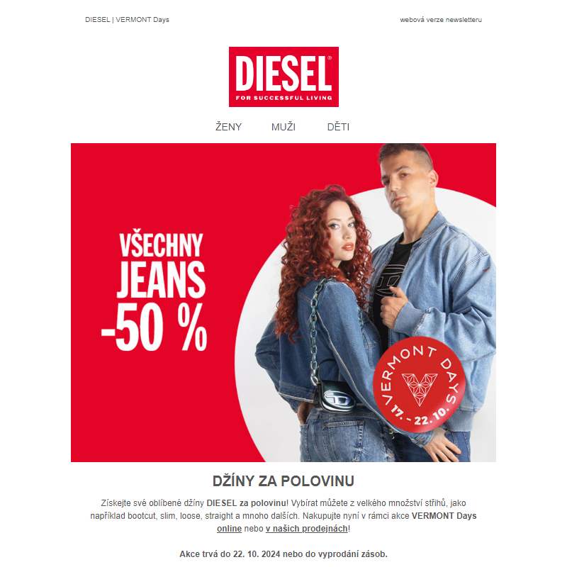 Džíny DIESEL nyní -50 %