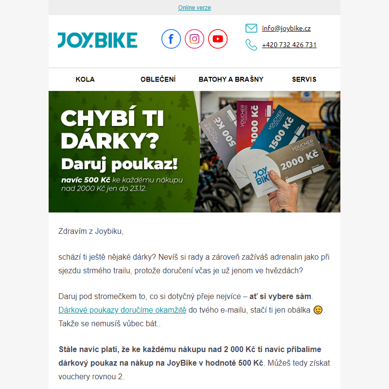 Chybí vám ještě nějaké dárky? Dárkové poukazy doručíme ihned