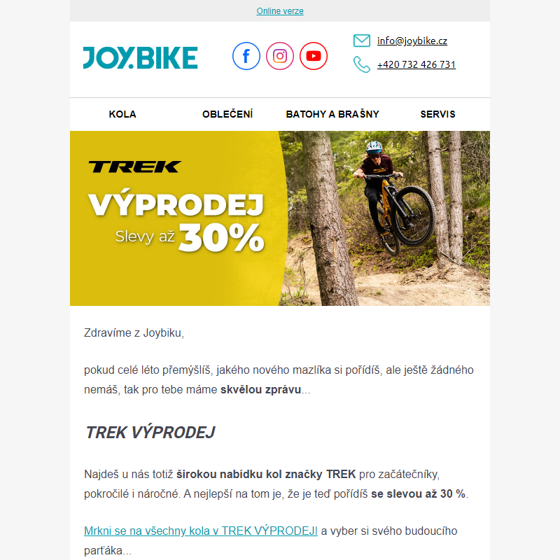 Trek výprodej – široký výběr kol se slevou až 30 %