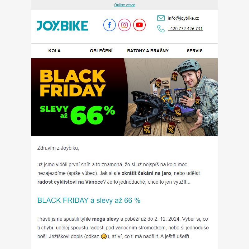 Black Friday – slevy až 66 % (na kola, vybavení, doplňky a další)