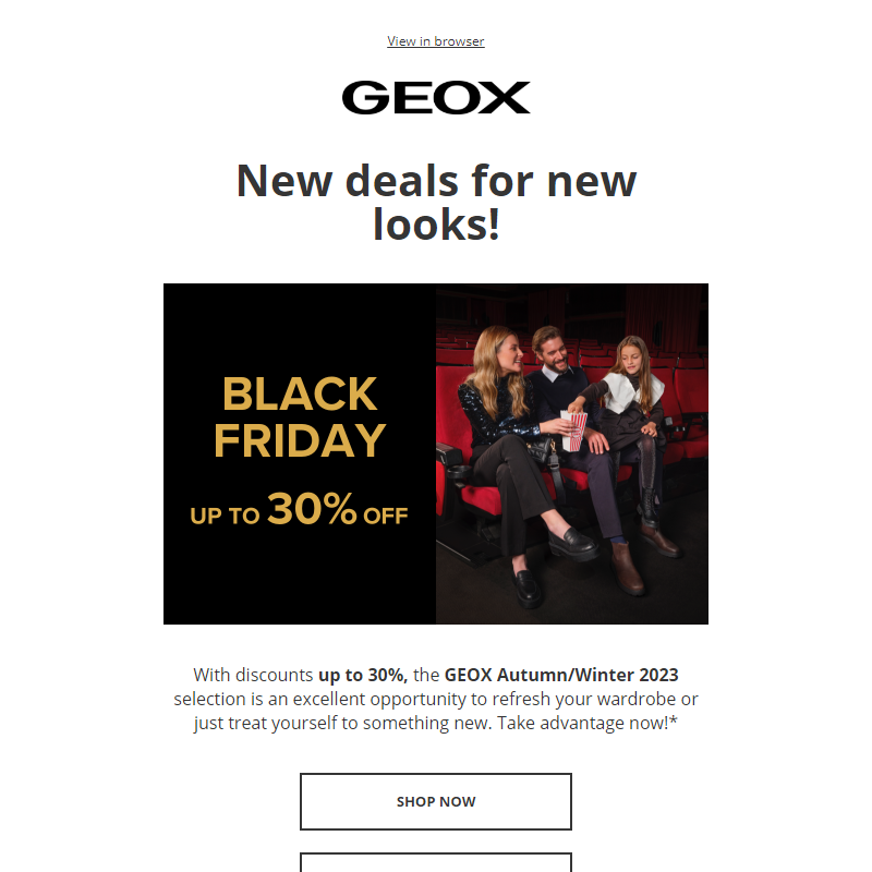 Up to 30% off: it’s Geox Black Friday!