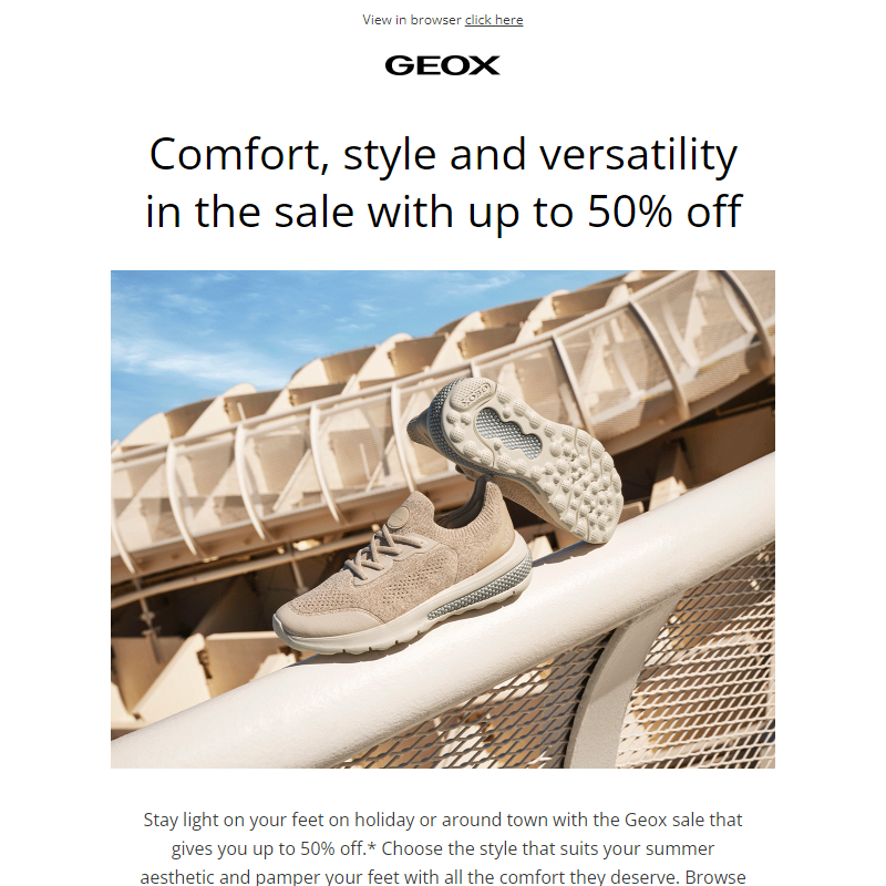 Comfort every step of the way with up to 50% off in the Geox sale