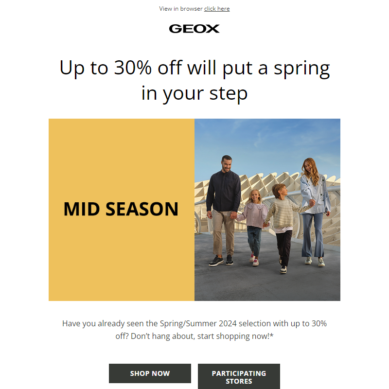 Up to 30% off a Spring/Summer 2024 selection _