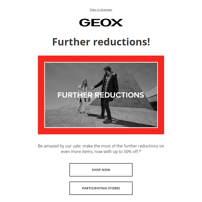Further reductions! Up to 50% off _