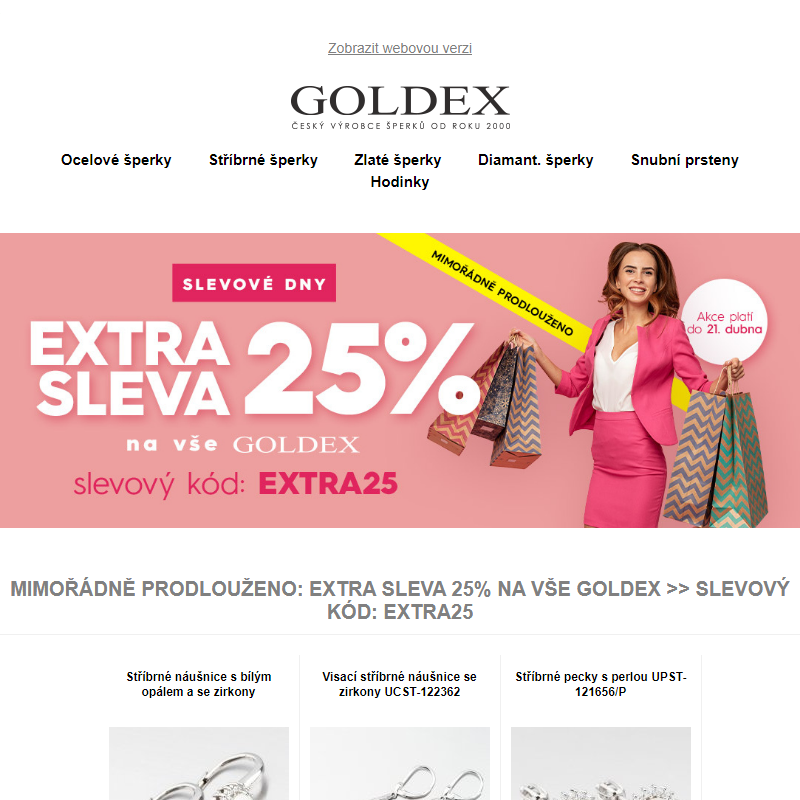 Mimořádně prodlouženo: EXTRA SLEVA 25% na vše Goldex >> slevový kód: EXTRA25
