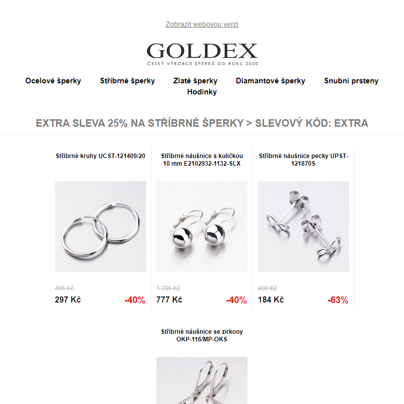 EXTRA SLEVA 25% na stříbrné šperky > slevový kód: EXTRA