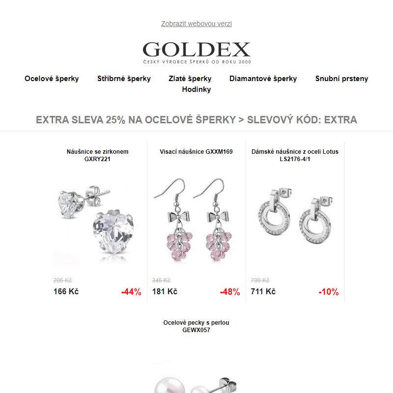 EXTRA SLEVA 25% na ocelové šperky > slevový kód: EXTRA