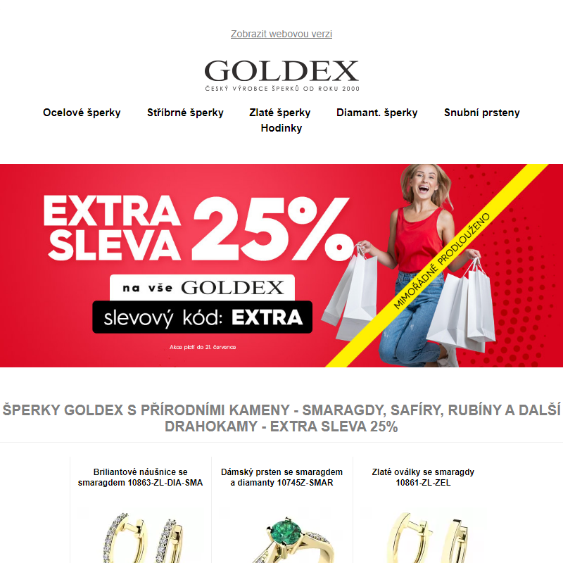 Šperky GOLDEX s přírodními kameny - Smaragdy, safíry, rubíny a další drahokamy - EXTRA SLEVA 25%