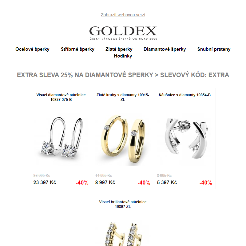 EXTRA SLEVA 25% na diamantové šperky > slevový kód: EXTRA