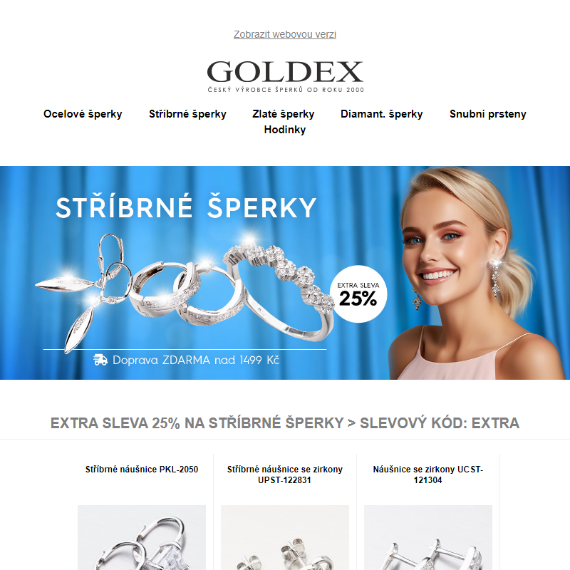 EXTRA SLEVA 25% na stříbrné šperky > slevový kód: EXTRA