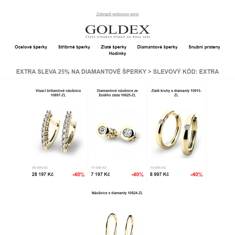 EXTRA SLEVA 25% na diamantové šperky > slevový kód: EXTRA