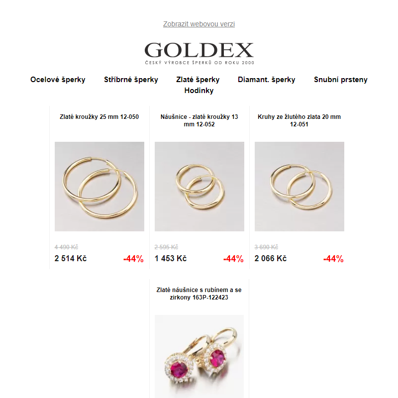 Už jen 2 dny: EXTRA 30% na šperky Goldex – Akce končí tuto neděli!