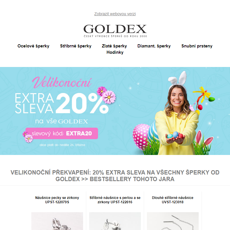 Velikonoční překvapení: 20% extra sleva na všechny šperky od Goldex >> Bestsellery tohoto jara