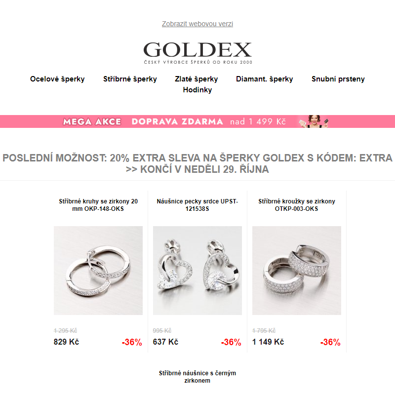Poslední možnost: 20% EXTRA SLEVA na šperky Goldex s kódem: EXTRA >> končí v neděli 29. října
