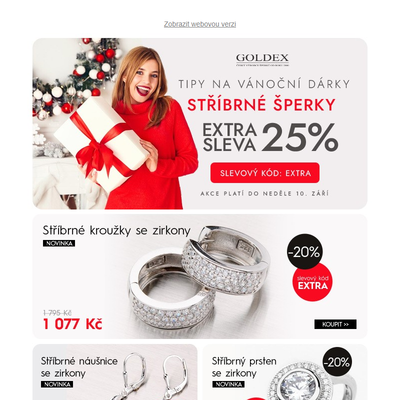 Tipy na vánoční dárky - Stříbrné šperky s EXTRA SLEVOU 25% - slevový kód: EXTRA - akce platí do neděle 10. září