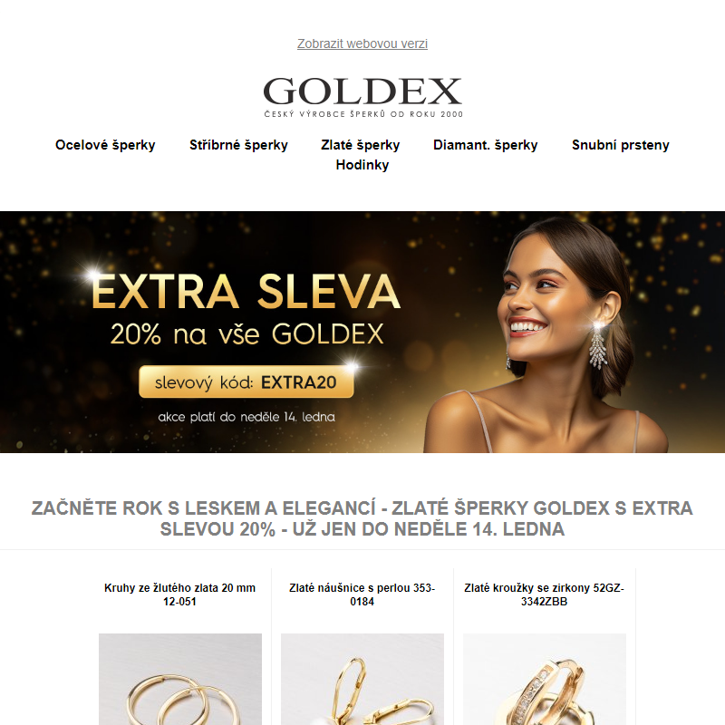 Začněte rok s leskem a elegancí - Zlaté šperky Goldex s EXTRA SLEVOU 20% - už jen do neděle 14. ledna